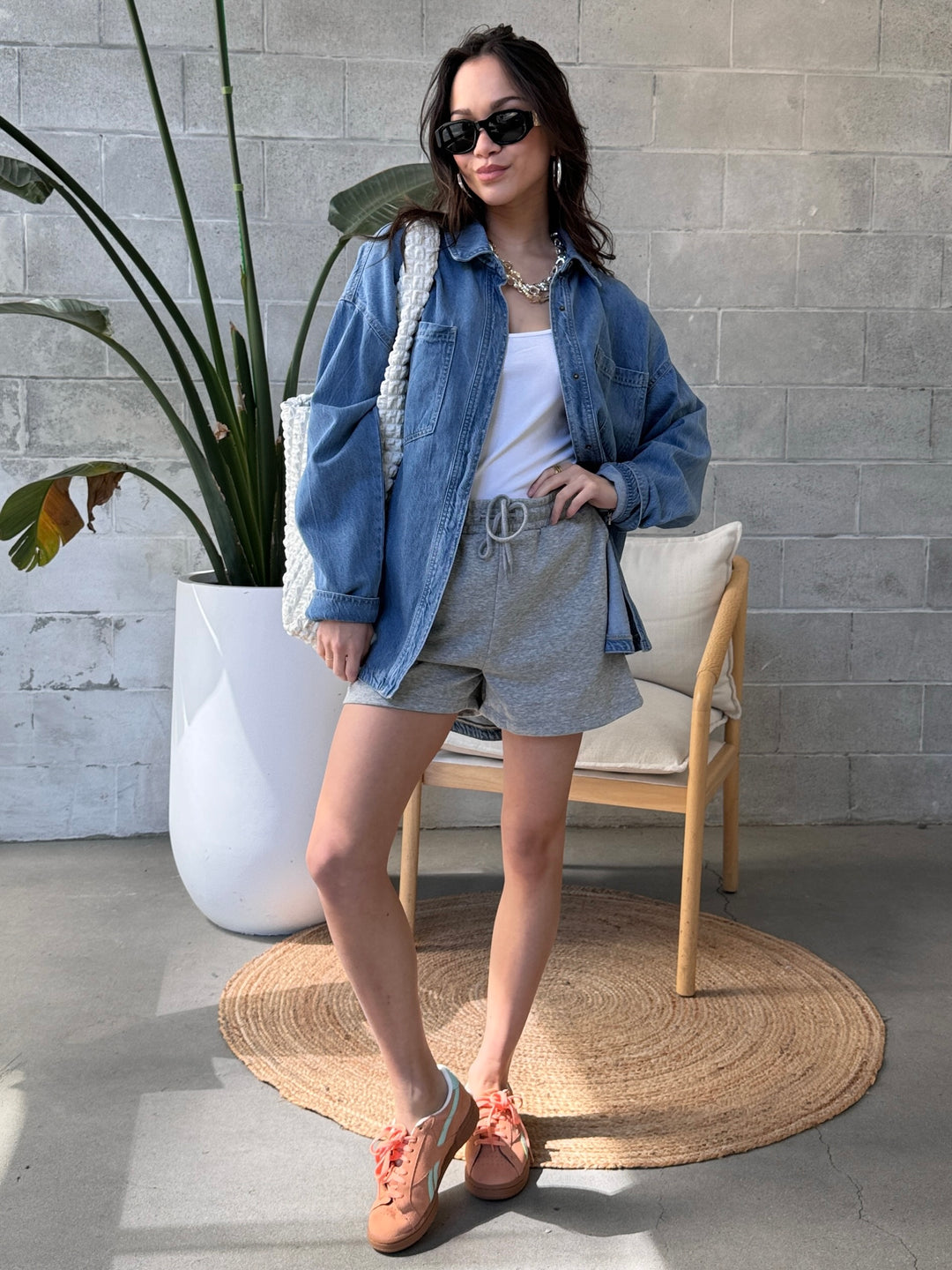 Style Woman Sweat Shorts Street Style Sweat Shorts Womens Gray