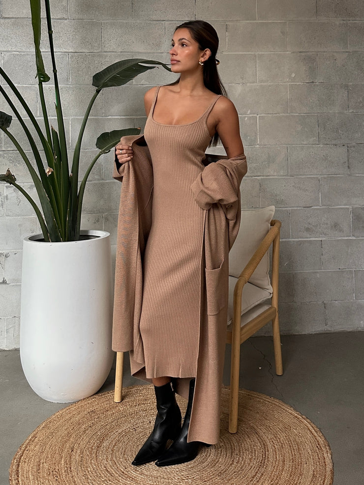 BRUNETTE THE LABEL Jennifer Rib Knit Maxi Dress