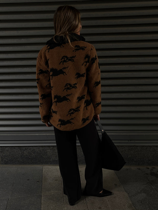 RD STYLE Jolene Horse Print Sherpa Jacket