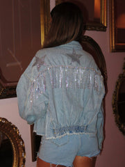 27 Rhinestone Fringe Star Denim Jacket