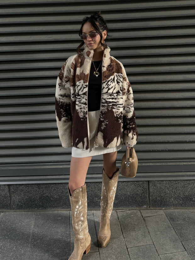 KUWALLA "Horsey Time" and "Wolf Pack" Unisex Sherpa Zip Up Jackets