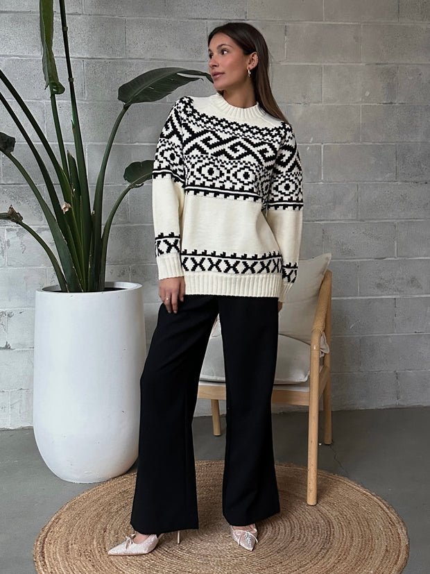 BRUNETTE THE LABEL Fair Isle Knit Sweater