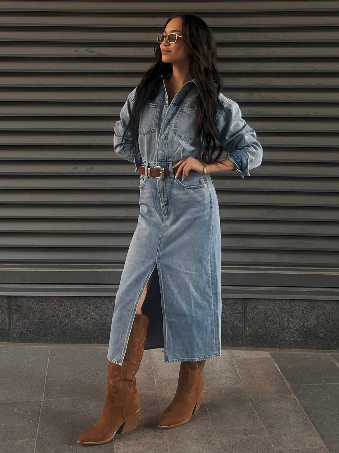 LEVI S Western Denim Midi Dress 27 Boutique