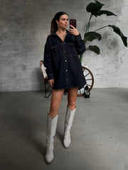 BRUNETTE THE LABEL Studded Shania Denim Jacket/Shirt Dress
