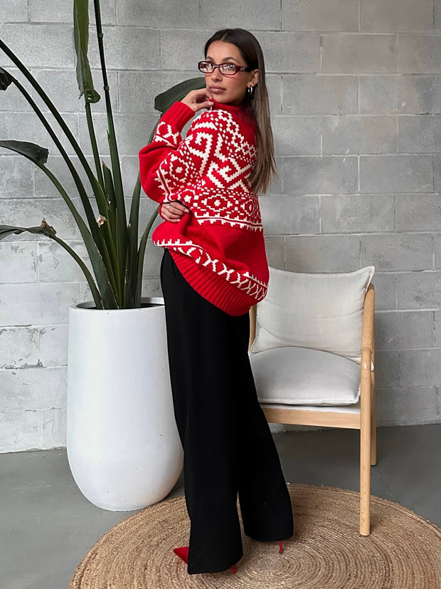 BRUNETTE THE LABEL Fair Isle Knit Sweater