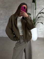 27 Faux Suede Bomber Jacket