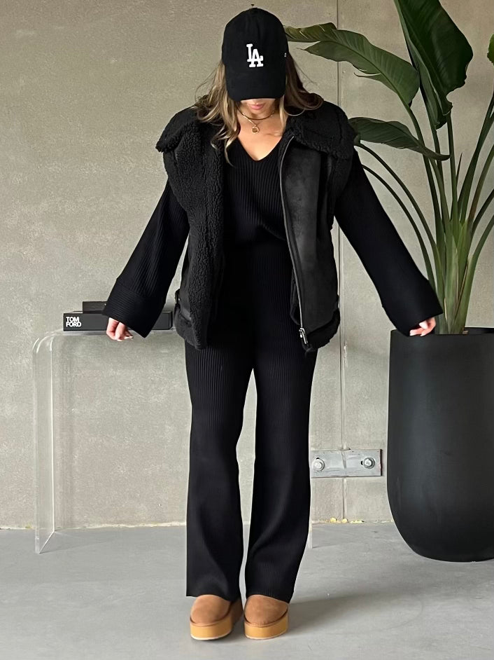 RD STYLE Amira Faux Leather Sherpa Vest