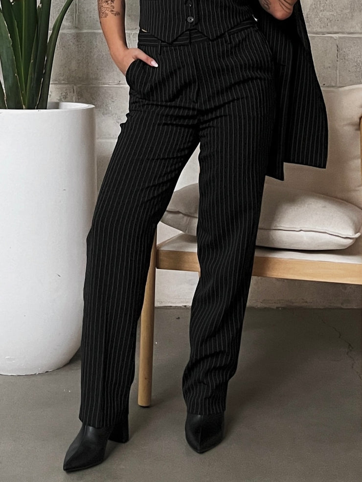 BLACK TAPE Straight Leg Pinstripe Trouser