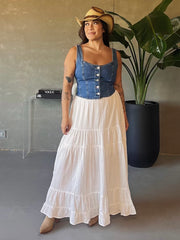 27 High Waisted Tiered Maxi Skirt