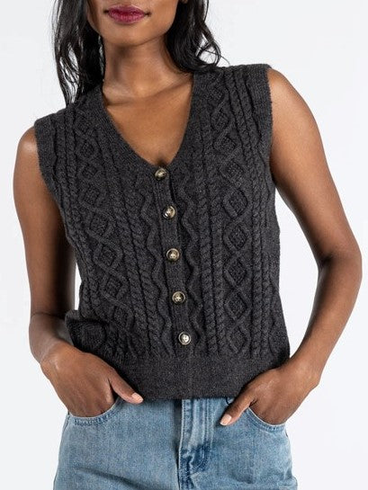 C'EST MOI Button Down Cable Knit Vest