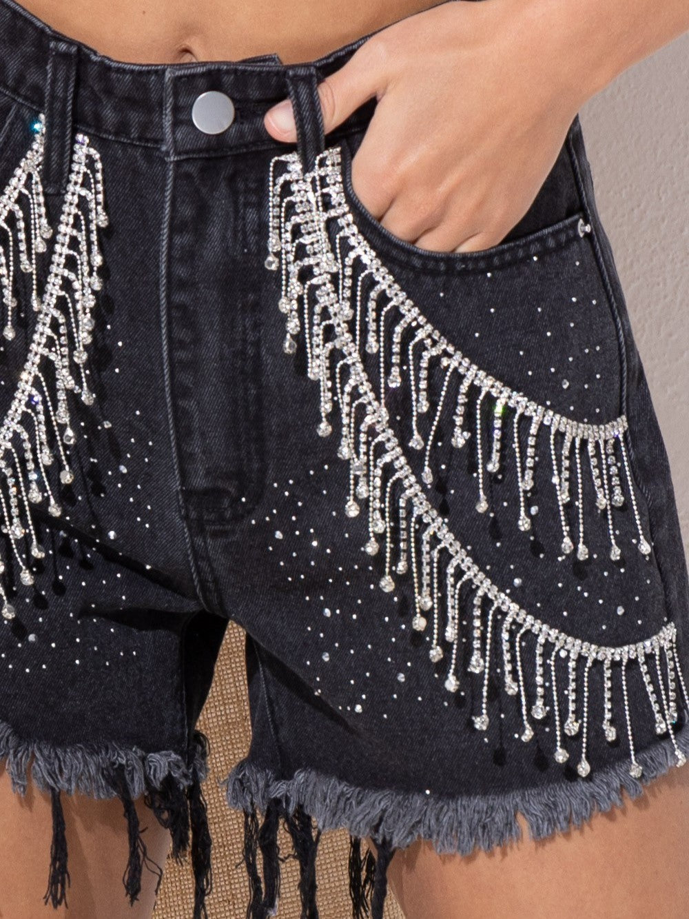 ★2025SS新作★RONRON★FLORAL FRINGE DENIM SHORTS B1A30B68-F598-4655-BDC8-