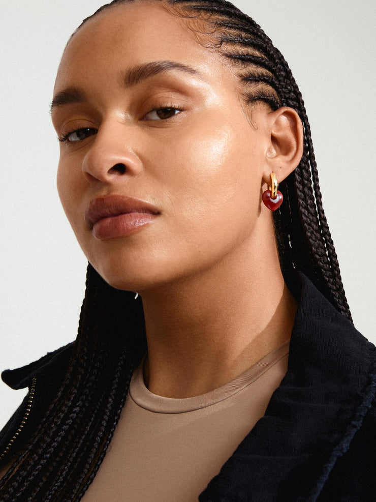 PILGRIM Kendall Stone Heart Hoop Earrings