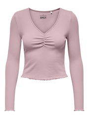 ONLY Betty Long Sleeve Ruched V-Neck Top