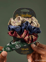 HARRY POTTER X KITSCH Satin Scrunchie All Houses 4Pc Set