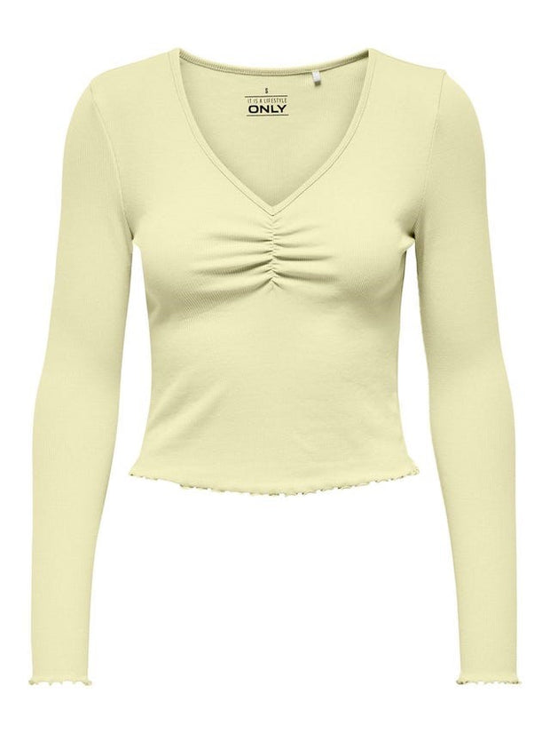 ONLY Betty Long Sleeve Ruched V-Neck Top