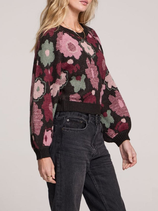 SALTWATER LUXE Noble Bell Sleeve Floral Knit Sweater