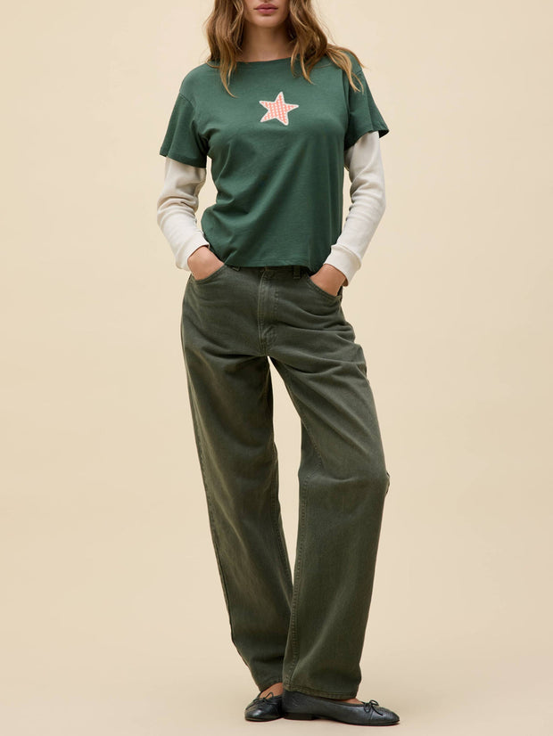 DAYDREAMER Applique Star Solo Twofer Long Sleeve