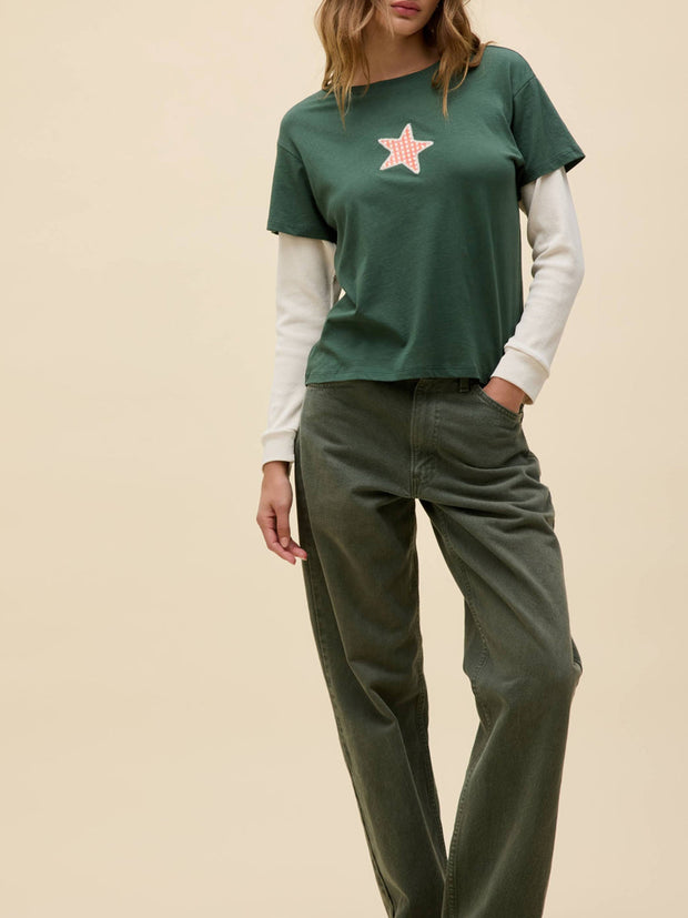DAYDREAMER Applique Star Solo Twofer Long Sleeve