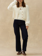 KUWALLA Fuzzy Button Front Cardigan