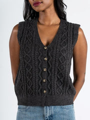 C'EST MOI Button Down Cable Knit Vest