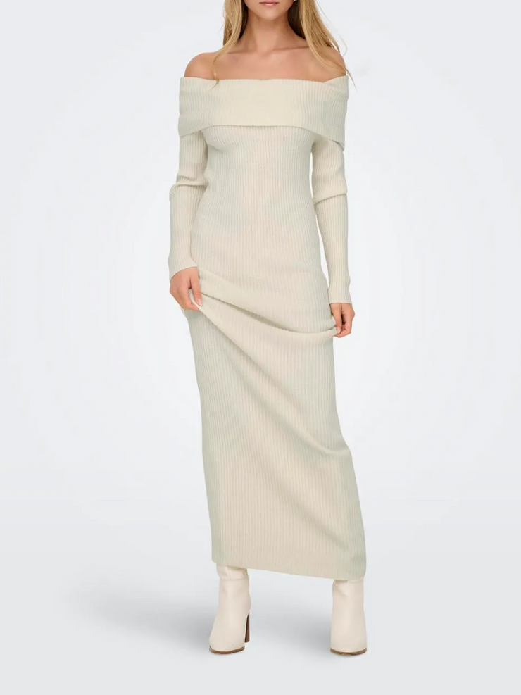 ONLY Katia Long Sleeve Off Shoulder Knit Maxi Dress