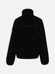 KUWALLA Fleece Leather Detail Half Zip Sweater