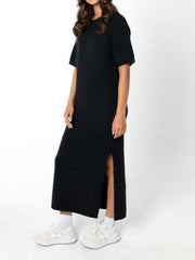 C'EST MOI Knit Crewneck Maxi Sweater Dress