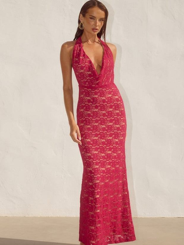 RUNAWAY THE LABEL Kylo Plunge Cowl Maxi Dress