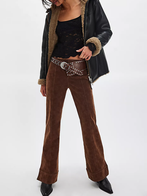 FREE PEOPLE Glow Up Suede Pants