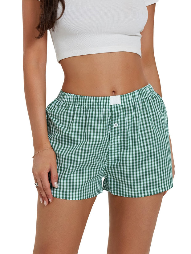 27 Elastic Waistband Gingham Boxer Shorts