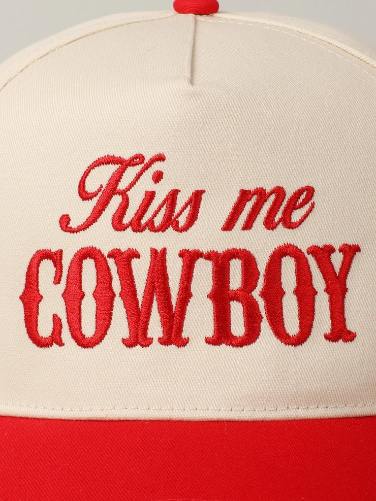 27 Kiss Me Cowboy Embroidered Trucker Hat