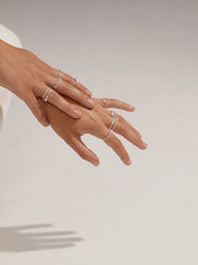 PILGRIM Lulu Crystal Heart Stack Ring