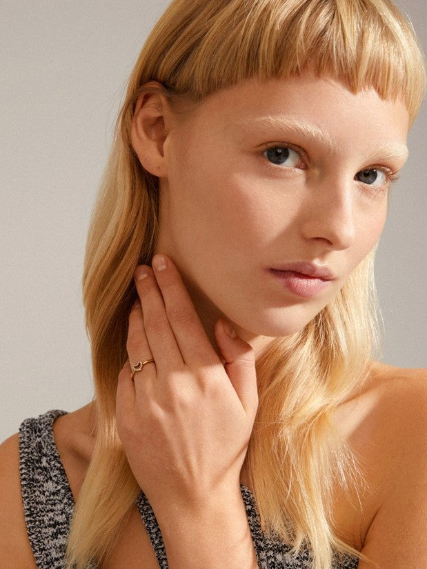 PILGRIM Lulu Crystal Heart Stack Ring