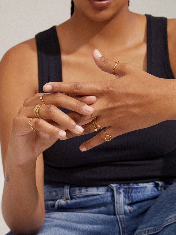 PILGRIM Lulu Crystal Heart Stack Ring