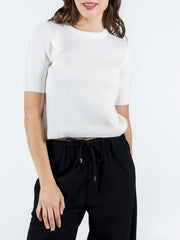 C'EST MOI Short Sleeve Crewneck Sweater