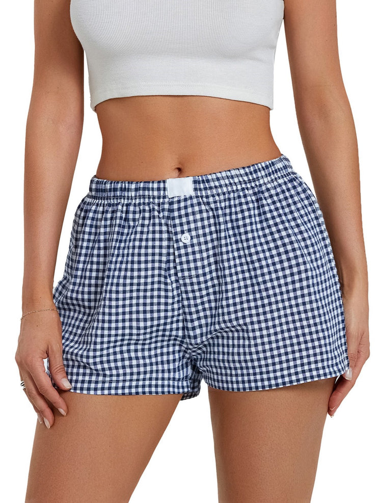 27 Elastic Waistband Gingham Boxer Shorts