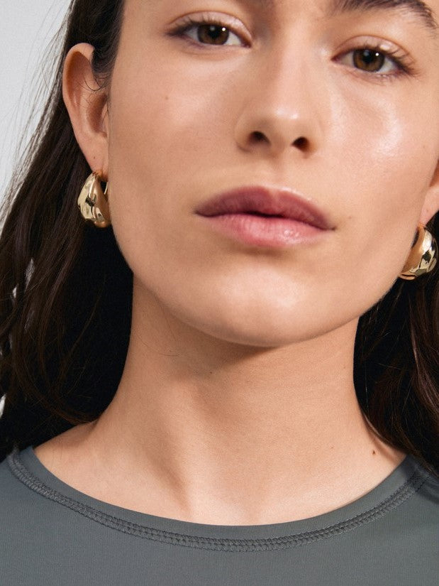 PILGRIM Believe Chunky Hammered Hoop Earrings