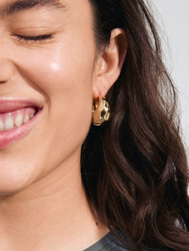 PILGRIM Believe Chunky Hammered Hoop Earrings