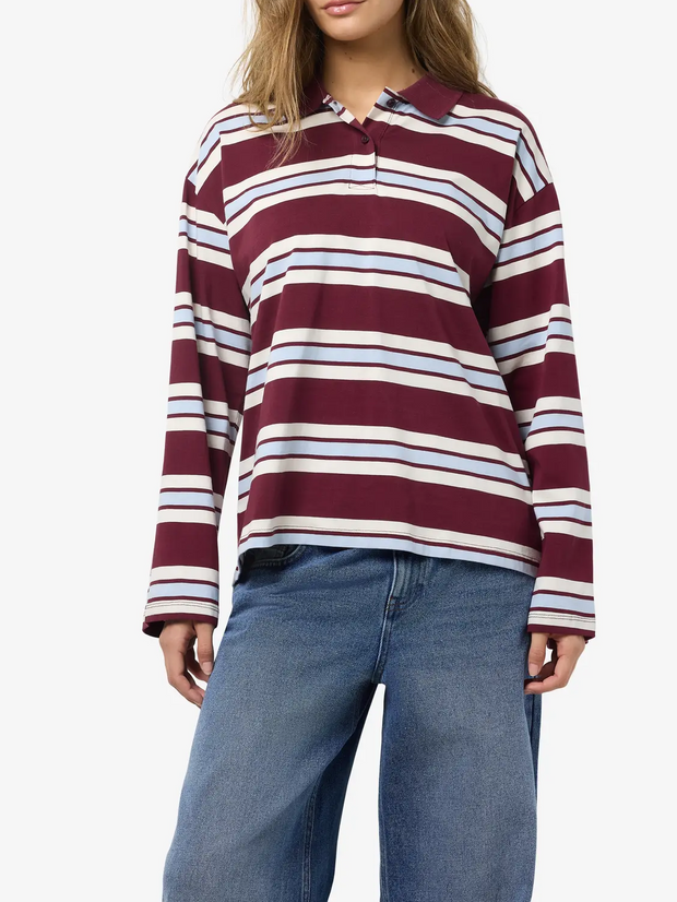 NOISY MAY Aura Striped Polo Shirt