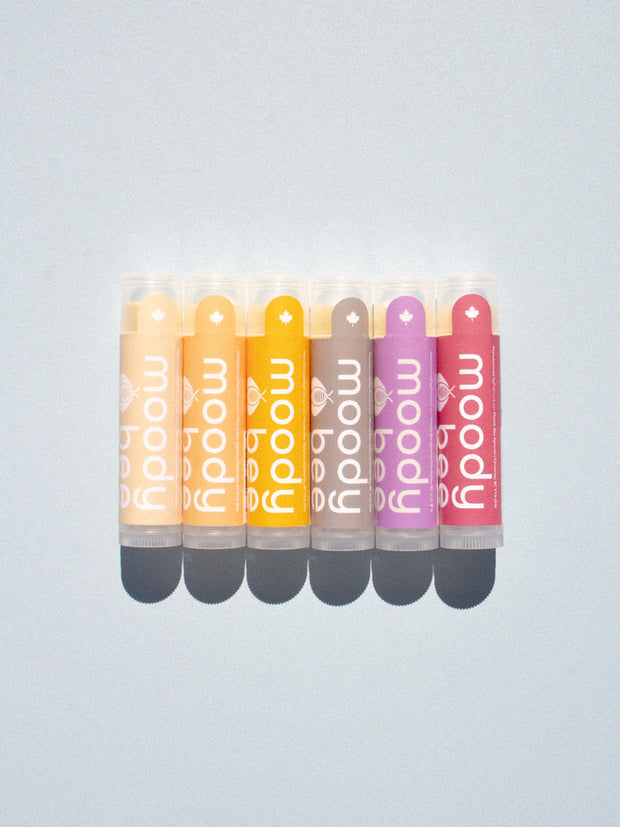 MOODY BEE Handcrafted Beeswax Lip Balm - 6 Pack Boxed Set