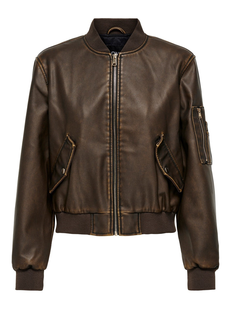 ONLY Halli Faux Leather Bomber Jacket