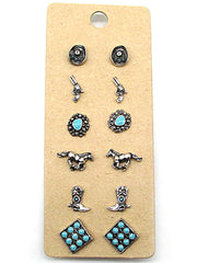 27 Western Mini Concho Assorted Stud Earring Set