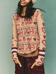 FREE PEOPLE Blissful Waffle Knit Long Sleeve