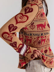 FREE PEOPLE Blissful Waffle Knit Long Sleeve