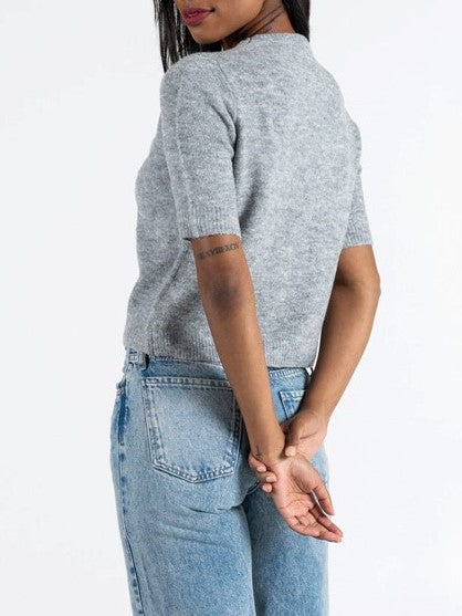 C'EST MOI Short Sleeve Crewneck Sweater