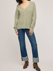 GENTLE FAWN Lisbon V-Neck Waffle Knit Sweater