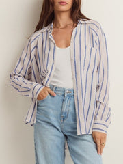 Z SUPPLY Linen Button Up Striped Top