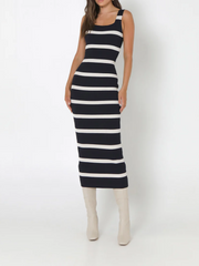 MADISON THE LABEL Kara Striped Knit Midi Dress