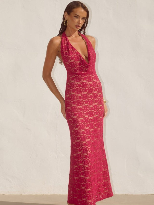 RUNAWAY THE LABEL Kylo Plunge Cowl Maxi Dress