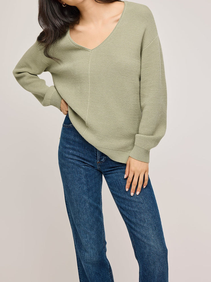 GENTLE FAWN Lisbon V-Neck Waffle Knit Sweater